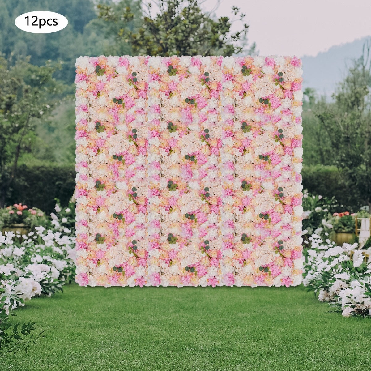 12pcs Artificial Flower Wall Panels Set - Plastic Material, 31ft² Coverage Area - Home, Balcony, Indoor/Outdoor Decoration, Realistic Appearance, Romantic Atmosphere