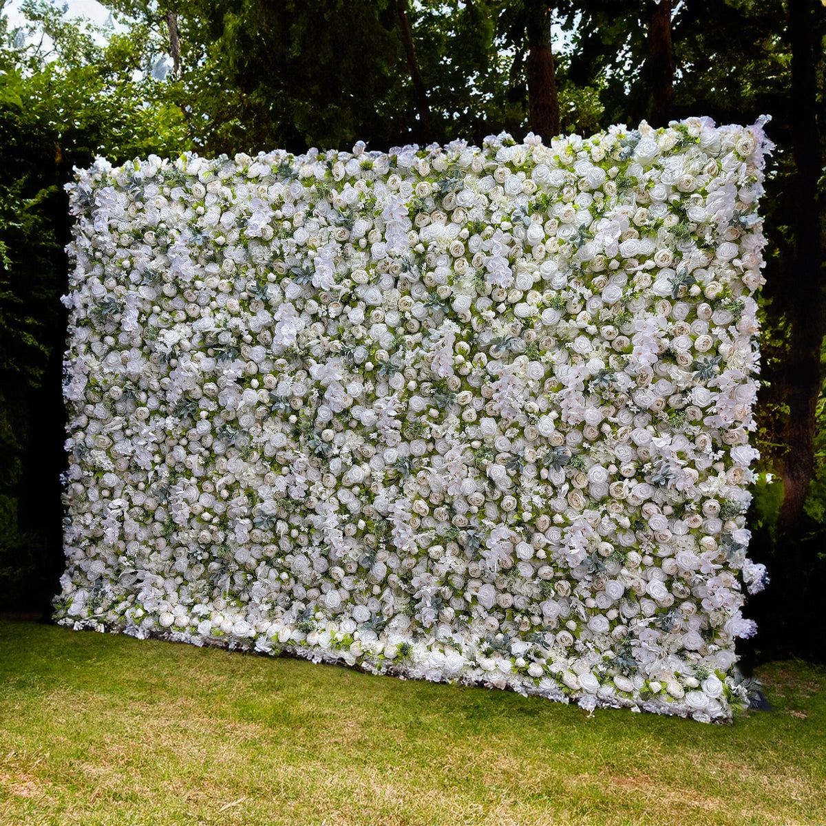Roll Up Fabric Gorgeous Artificial Flower Wall - The White & Green Epitome of Wedding and Event Decoration-VF-801 | Wedding & Celebration Collection