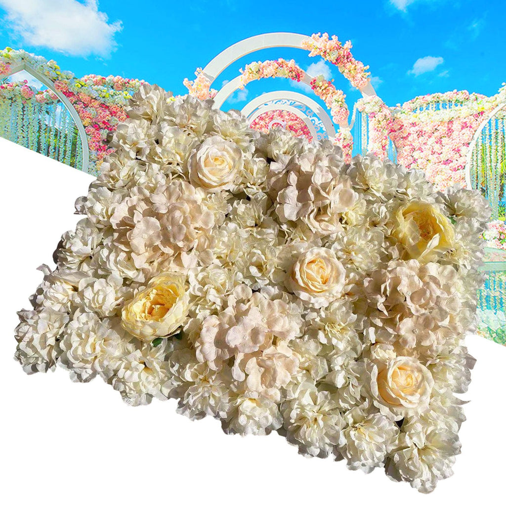 6pcs Plant Wall (15.75*23.62inch) Light Yellow Dahlia + Hydrangea Peony Rose Flower Wall High-Quality Decoration Suitable for Weddings Birthdays Dinner Parties Bridal Showers People Showers Wall Decorations Stores Restaurants Offices Parties