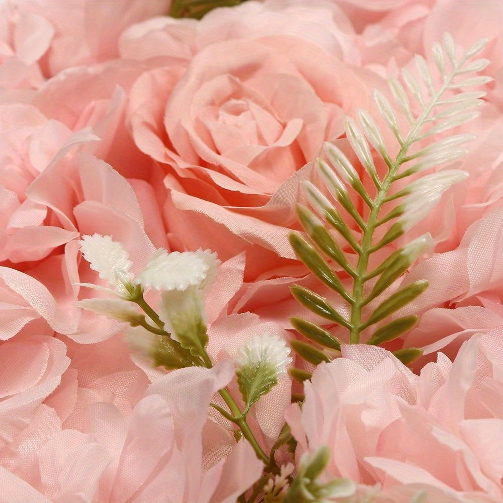 12pcs Flower Wall Panel, 3D Artificial Flower Backdrop Wall, Hydrangea Rose Floral Panel, Flower Wall Mat for Wedding, Photo Background, Terrace, Garden, Backyard Decorations (12pcs Pink)