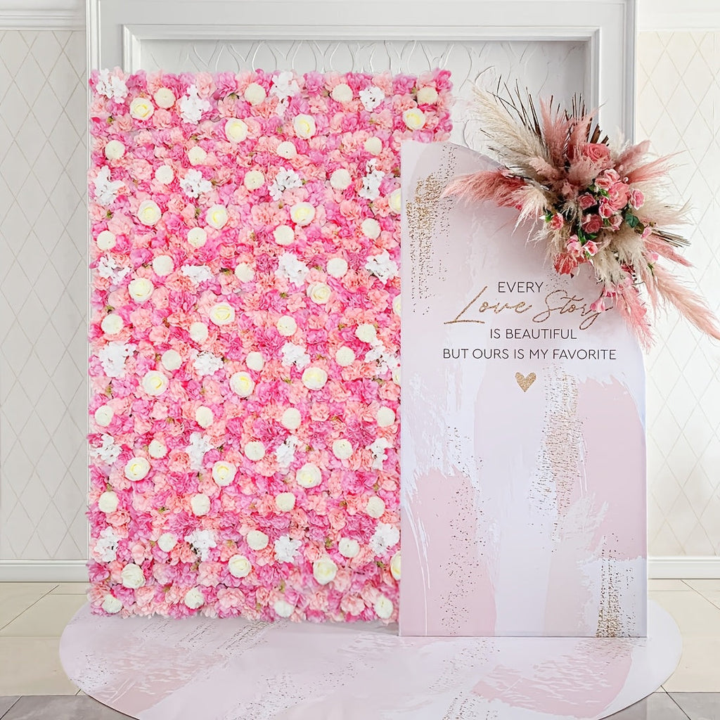 24pcs Flower Wall Panels 15 X 15 Inch 3D Rose Floral Decorative Faux Flower Wall Background for Wedding Home Decoration Background Shop Party Photo Arrangement