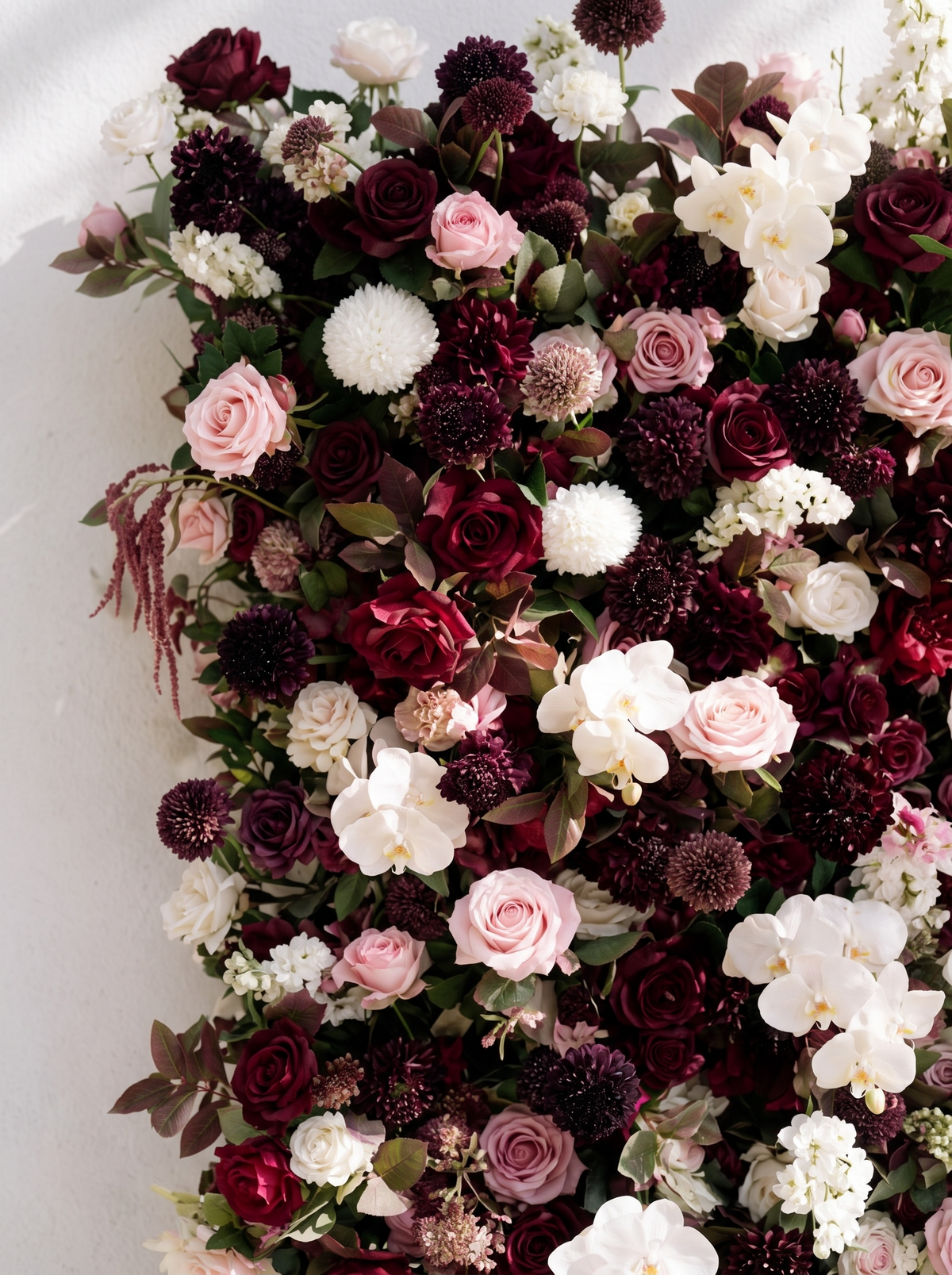 Garnet ：2026 Luxury 5D Berry & Burgundy Floral Wall with Greenery Roll-Up Backdrop for Rustic Garden Weddings Free Shipping