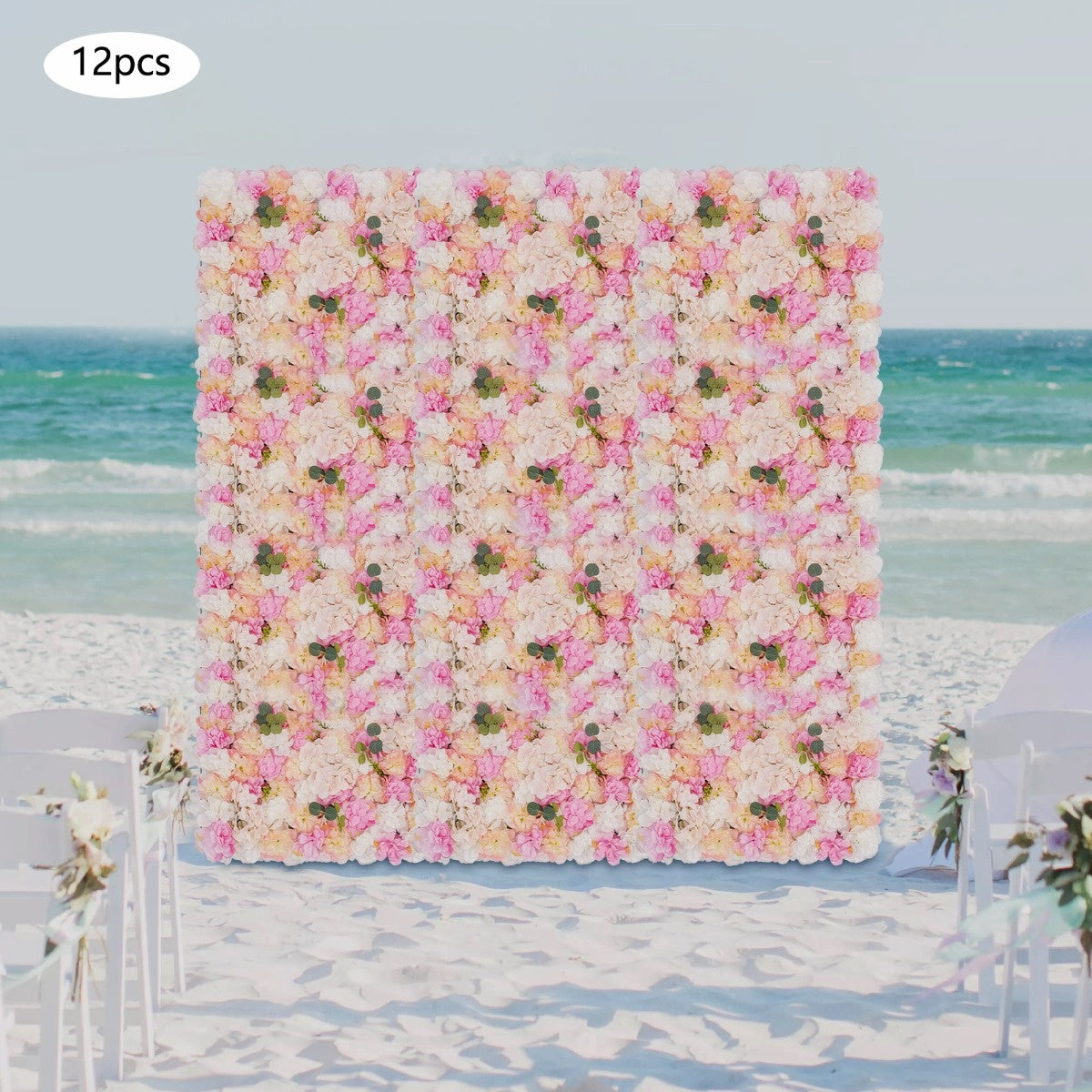 12pcs Artificial Flower Wall Panels Set - Plastic Material, 31ft² Coverage Area - Home, Balcony, Indoor/Outdoor Decoration, Realistic Appearance, Romantic Atmosphere
