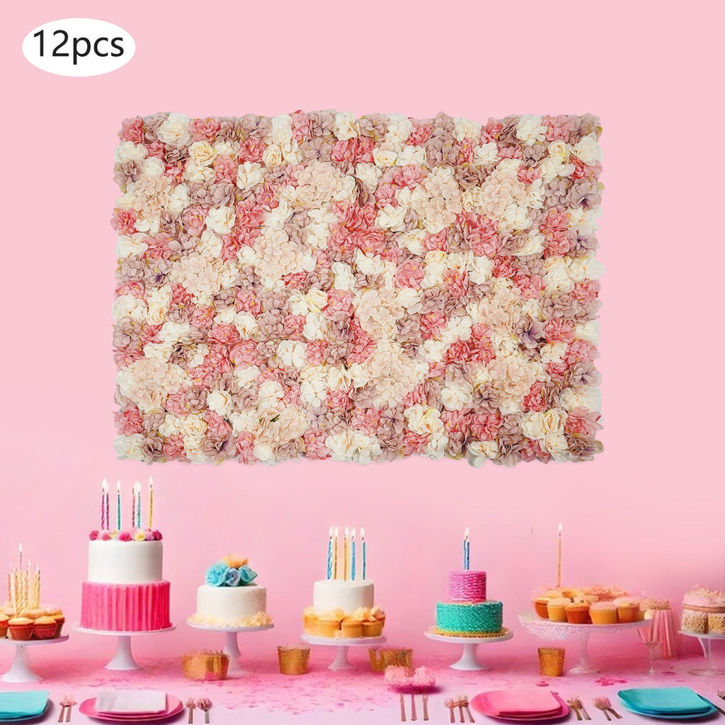 【2D Flat】 GDRASUYA10 Modern Freestanding 12pcs Artificial Flower Wall Panel Artificial Flower Wall Backdrop 11.81 X 11.81 Inches Suitable for Various Party Decorations Such As Bridal Showers, Birthday Parties, Graduation Parties, Proposal Parties