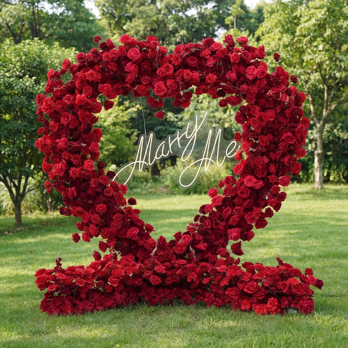 ValarFlowers Red Rose Heart - Shaped Floral Backdrop: A Romantic Proposal & Event Centerpiece-HA-405 | Wedding & Celebration Collection