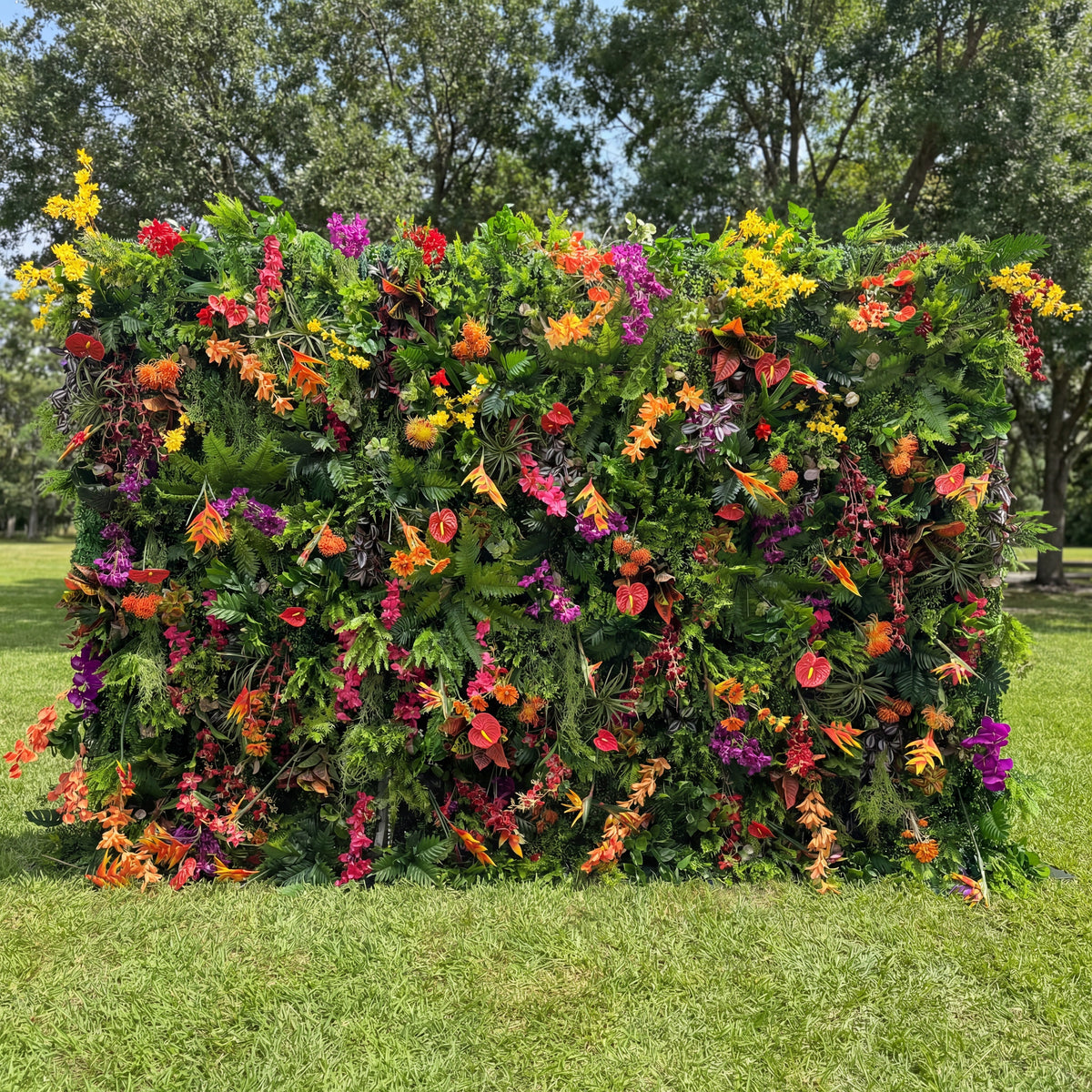 Valar Flowers Tropical Rainforest Mixed-Bloom Flower Wall Backdrop: Lush Exotic Floral & Foliage Display - VF-835 | Wedding & Celebration Collection