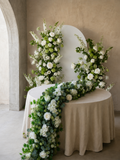 Odelia: White Green Rose Calla Lily Wedding Background Arch (Flowers Only - Frame Not Included) + Clam Long strip flower Runner | Ceremony & Event Decor
