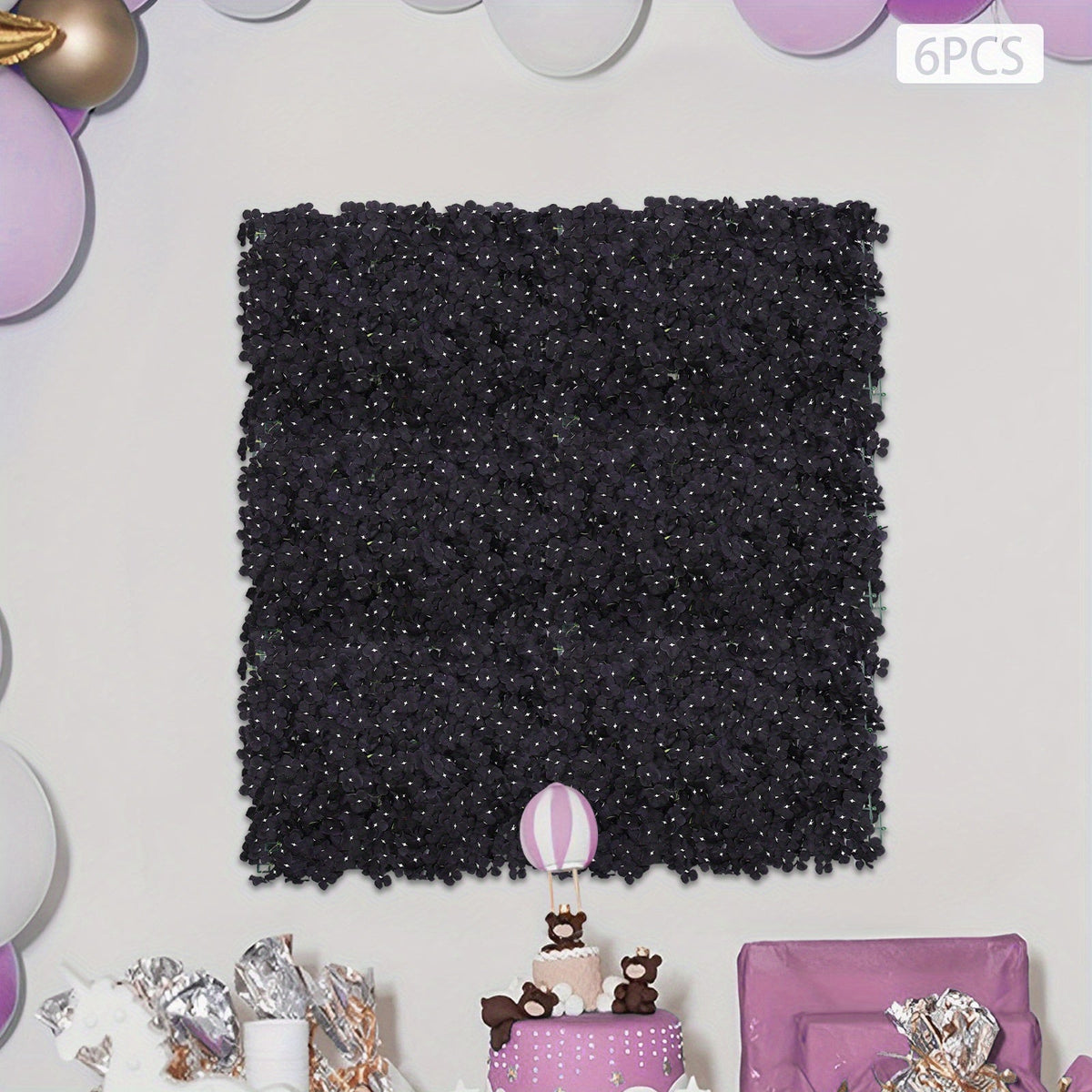 6pcs 23.62x15.75inch Flower Wall Panel -Photobooth Props-Artificial Floral Black Flowers Wall-Valentine's Day Decor-Wall Background Wedding Party Artificial Flowers Decoration