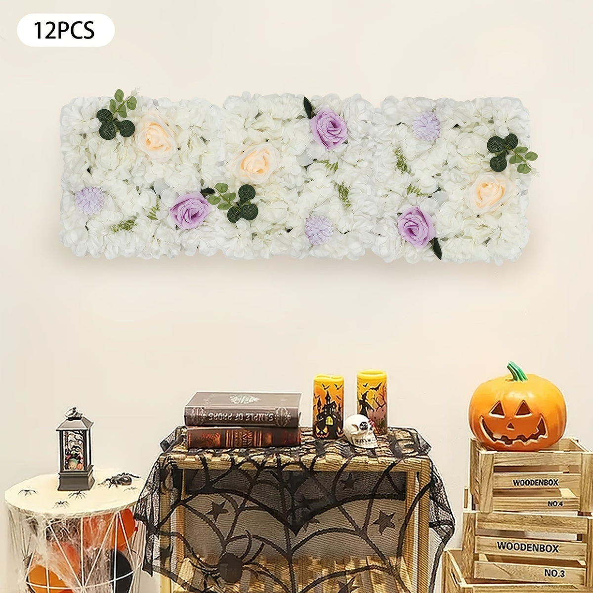 3D Flower Wall Panel-12pcs Artificial Flower Wall Background Rose Mat for Wedding Backdrop Wall Decor Shop Photo Backdrop Floral Wall Arrangement 15 X 15In, 38 X 38Cm