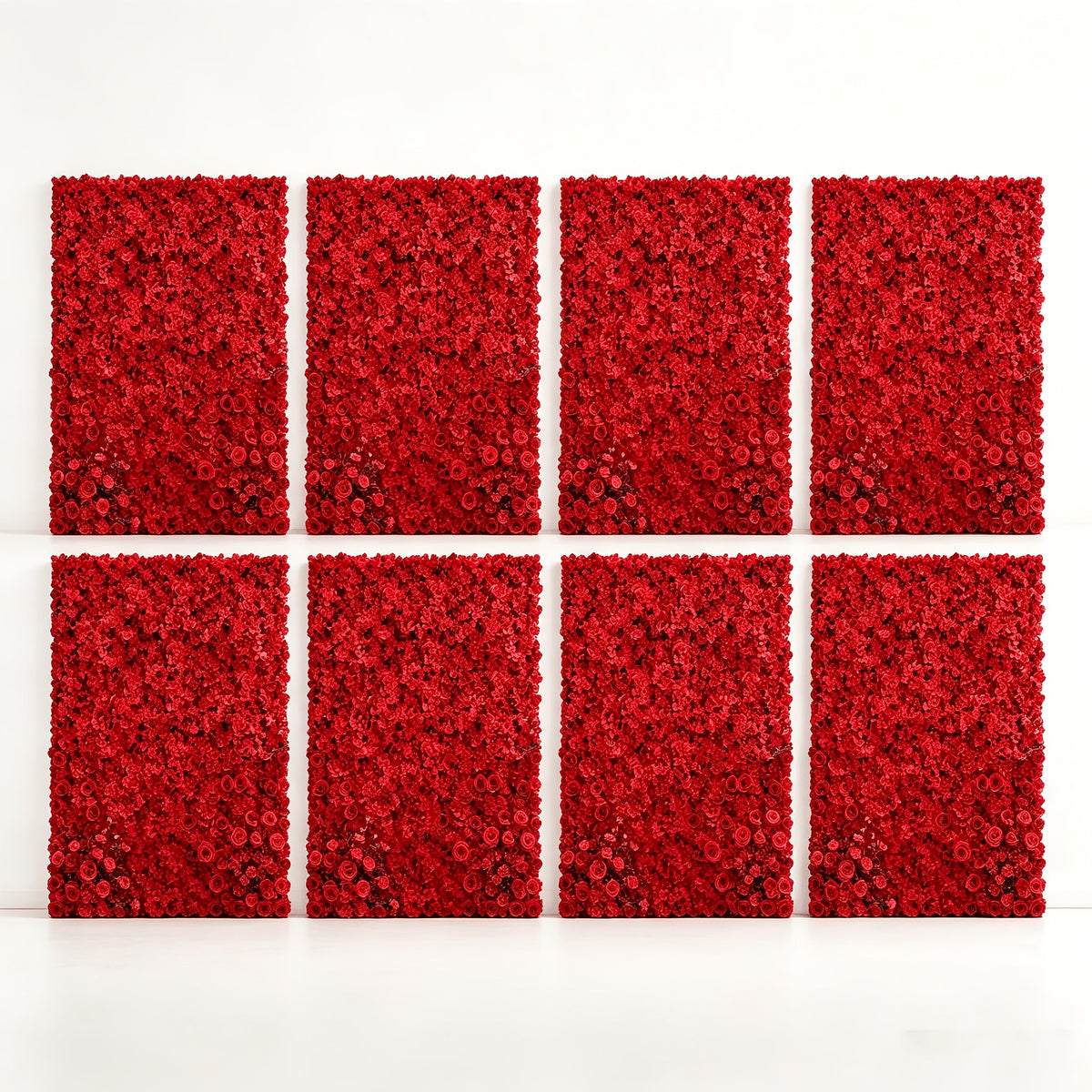 8pcs Red Flower Wall Panels - 3D Realistic Artificial Flower Backdrop, Dense No-Gap Floral Decor for Weddings, Baby Showers, Bridal Showers, Parties, Photography Background, Home & Event Use, Reusable And Easy to Install