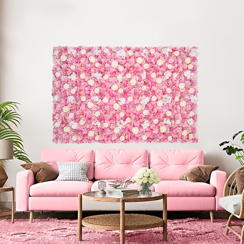 24pcs 5ft*7.48ft Artificial Floral Panels Wall Decor Easy to Assemble Reusable Suitable for Weddings Party Home Decorations