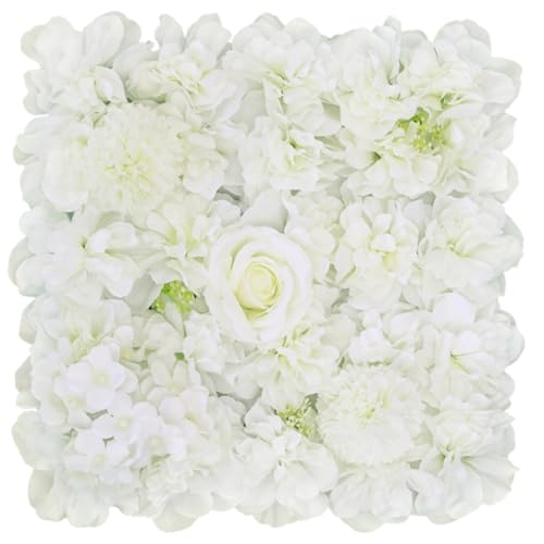 Champagne White Wedding Flower Backdrop 5ftx3.74ft Artificial Floral Backdrop Wall Panels for Bridal Shower Birthday Party Decor - 5ftx3.74ft / White