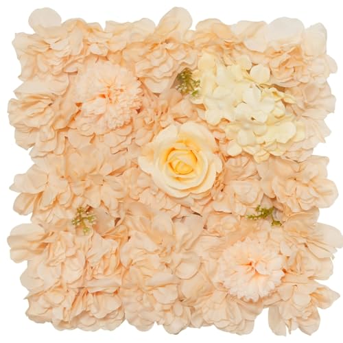 Champagne White Wedding Flower Backdrop 5ftx3.74ft Artificial Floral Backdrop Wall Panels for Bridal Shower Birthday Party Decor - 5ftx3.74ft / Champagne
