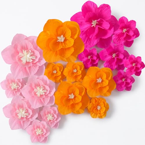 12 Pcs Giant Paper Flowers Artificial Large, White - Bright Colors / 18