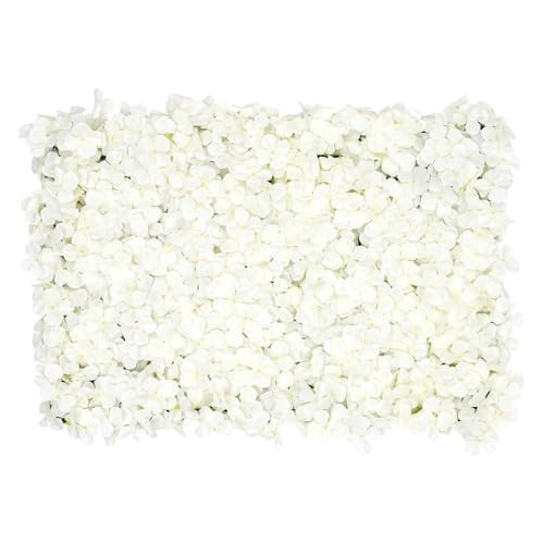 LOYALHEARTDY 4 Pack Artificial Flower Wall Panels 24" x 16" Blue & White Faux Hydrangea and Rose Artificial Flower Backdrop Panels for Wedding Party Event Flower Wall Decor - 10 Pcs, White