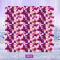 Artificial Flower Wall Decor Set, Pink Purple Dahlia Hydrangea Eucalyptus Flowers for Indoor Outdoor Home Wedding Party Decor, 23.62x15.75inch Each Panel