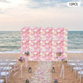 Set of 12 Floral Wall Panels, 15X15 Inch Rose Decor, Artificial Flower Backdrop for Weddings, Parties, And Home Decoration