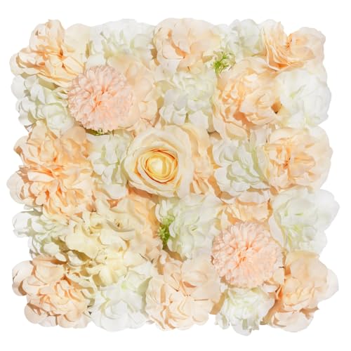Champagne White Wedding Flower Backdrop 5ftx3.74ft Artificial Floral Backdrop Wall Panels for Bridal Shower Birthday Party Decor - 5ftx3.74ft / Champagne White