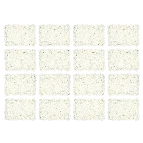 LOYALHEARTDY 4 Pack Artificial Flower Wall Panels 24" x 16" Blue & White Faux Hydrangea and Rose Artificial Flower Backdrop Panels for Wedding Party Event Flower Wall Decor - 20pcs, White