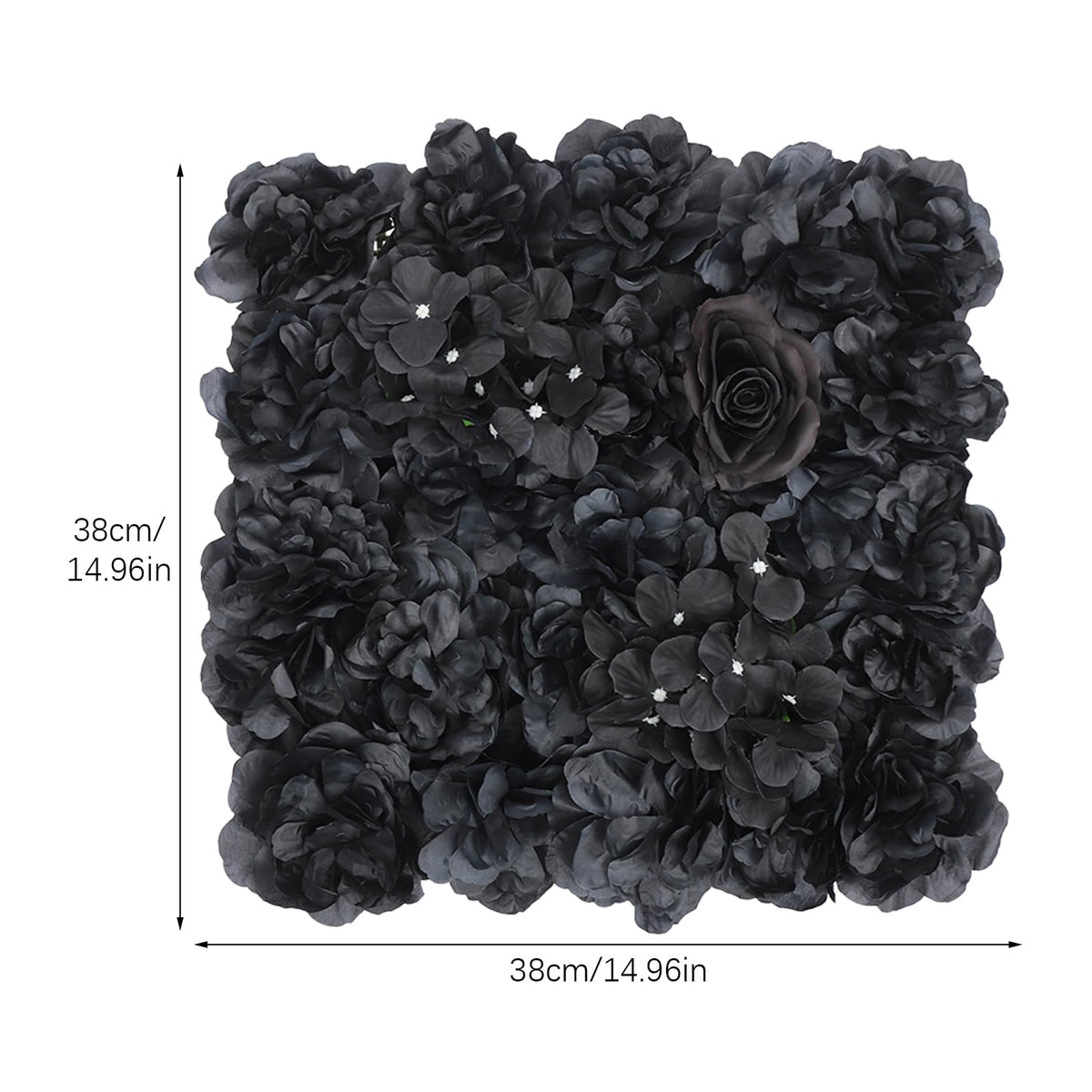 12pcs PRIMEGAE Artificial Flower Wall Panels with Dahlia Rose Hydrangea Panels - 24in Black Suitable for, Wedding, Party Backdrop, Plastic Flower Panels for Decoration, Installation (No Maintenance Required)