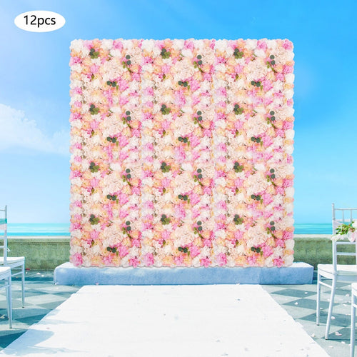 12pcs Artificial Flower Wall Panels Set - Plastic Material, 31ft² Coverage Area - Home, Balcony, Indoor/Outdoor Decoration, Realistic Appearance, Romantic Atmosphere