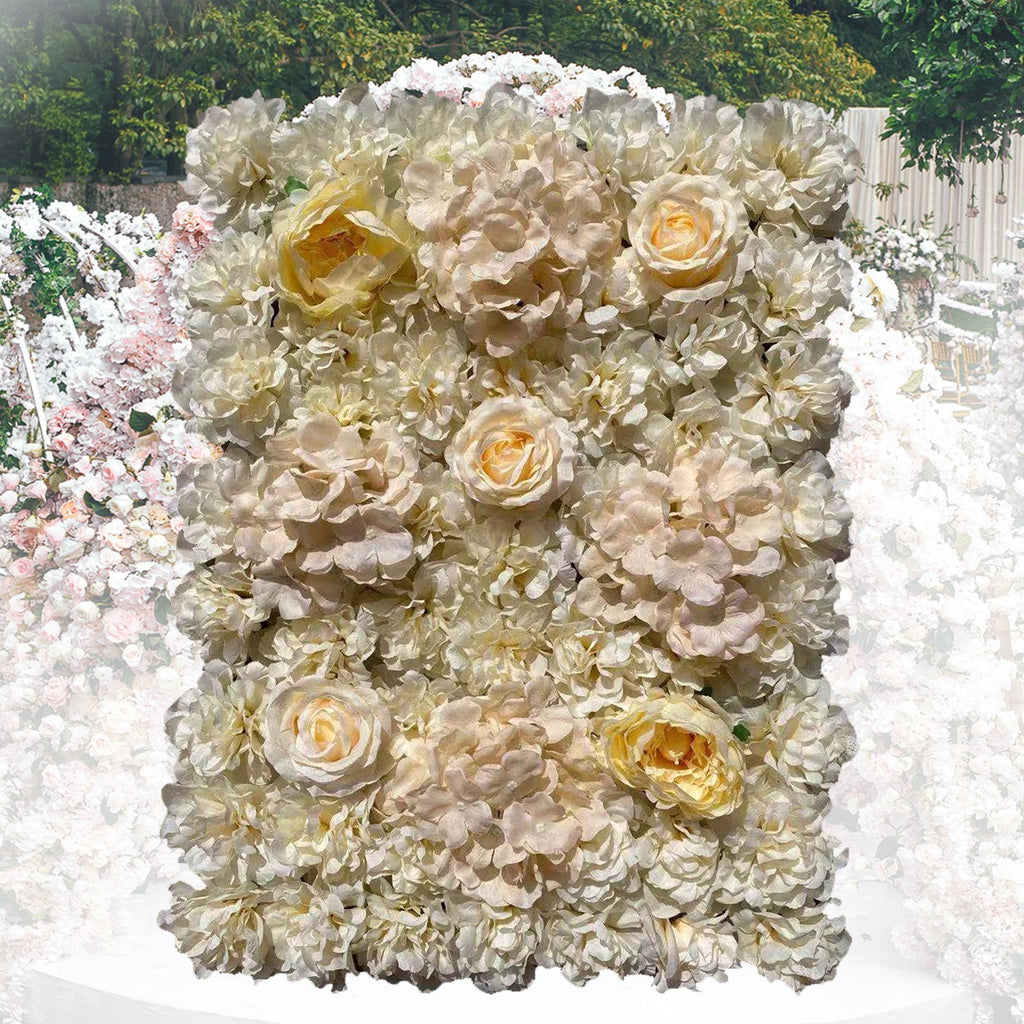 6pcs Plant Wall (15.75*23.62inch) Light Yellow Dahlia + Hydrangea Peony Rose Flower Wall High-Quality Decoration Suitable for Weddings Birthdays Dinner Parties Bridal Showers People Showers Wall Decorations Stores Restaurants Offices Parties