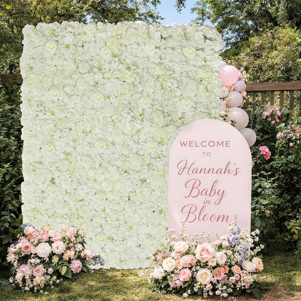 Photography Backdrop 15 X 15 Inch White Flower Wall Panel Background, 3D Simulation Embroidered Ball Flower Wall Pad, Flower Background for Birthday Parties, Weddings, Bride's Gifts, Anniversary Ceremony Decoration (12pcs)