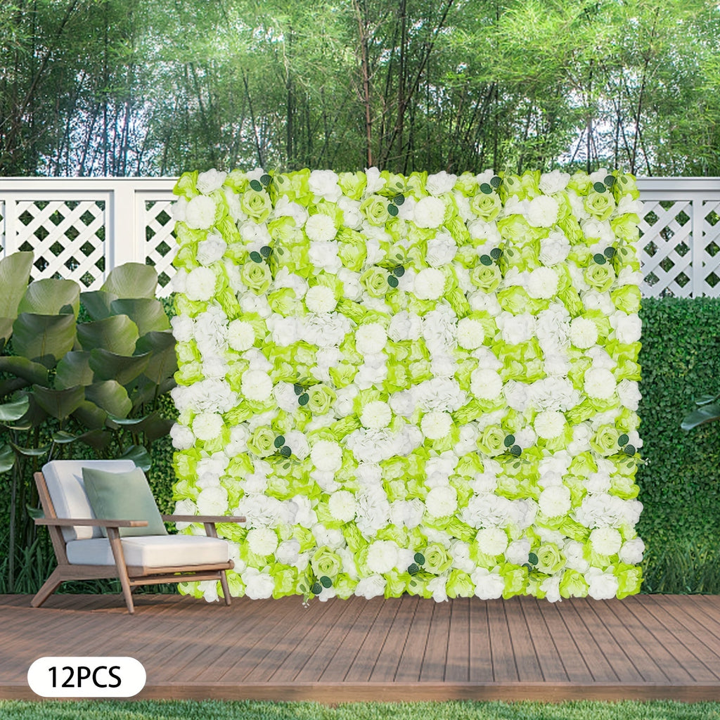 [Flowers Wall Panel] 3D Flowers Wall Panel 15 * 15in Artificial Flower Wall Background Silk Rose Mat