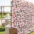2pcs Long Row Faux Roses Garland - Realistic Fabric Fake Flowers Suitable for Wedding Arch Centerpiece, Table, Wall Decor, Cream White & Pink Wedding Arrangements, Faux Flower Decorations for Table Centerpieces