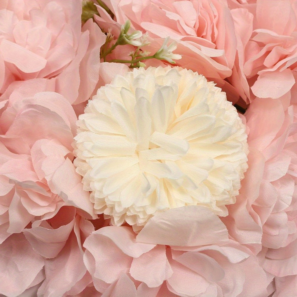 12pcs Flower Wall Panel, 3D Artificial Flower Backdrop Wall, Hydrangea Rose Floral Panel, Flower Wall Mat for Wedding, Photo Background, Terrace, Garden, Backyard Decorations (12pcs Pink)