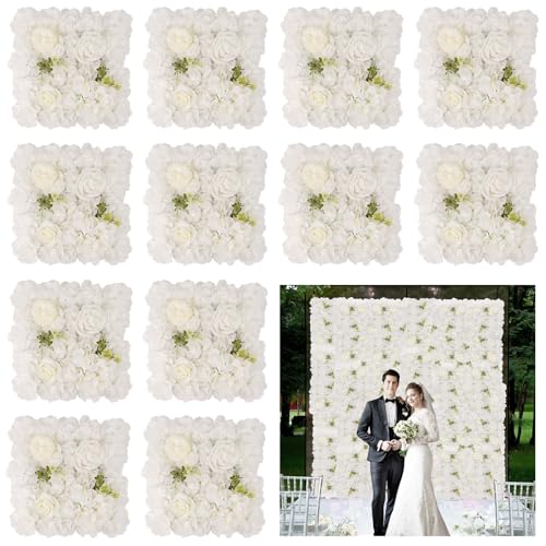 3D Flower Wall Backdrop 12 Pcs 15×15 Inch Black Dahlia - White Dahlia and Rose / 12PCS-15x15