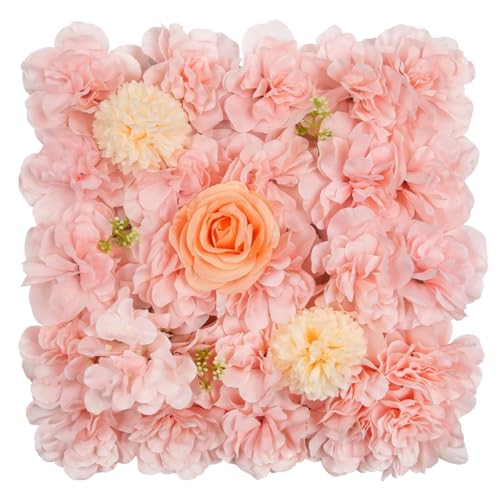 Champagne White Wedding Flower Backdrop 5ftx3.74ft Artificial Floral Backdrop Wall Panels for Bridal Shower Birthday Party Decor - 2.5ftx3.74ft / Peach