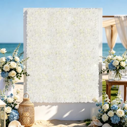 12 Pcs Artificial Flower Wall Panels, 23.6x15.74 Inch Flower Wall Mat Silk Flowers Panels for Wedding Backdrop Outdoor Garden Fence Photo Background Home Party Decor (Pink) - White-2