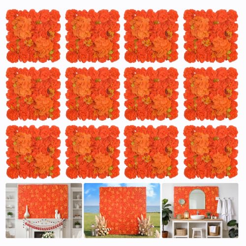 Flower Wall Backdrop12pcs 16.5"x16.5" Floral Wall-Gold - Orange / 16.5inch