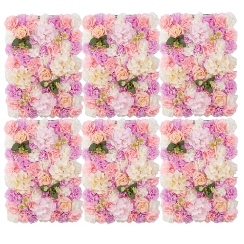3D Flower Wall Backdrop 12 Pcs 15×15 Inch Black Dahlia - Purple and Pink Rose / 6PCS-16x24