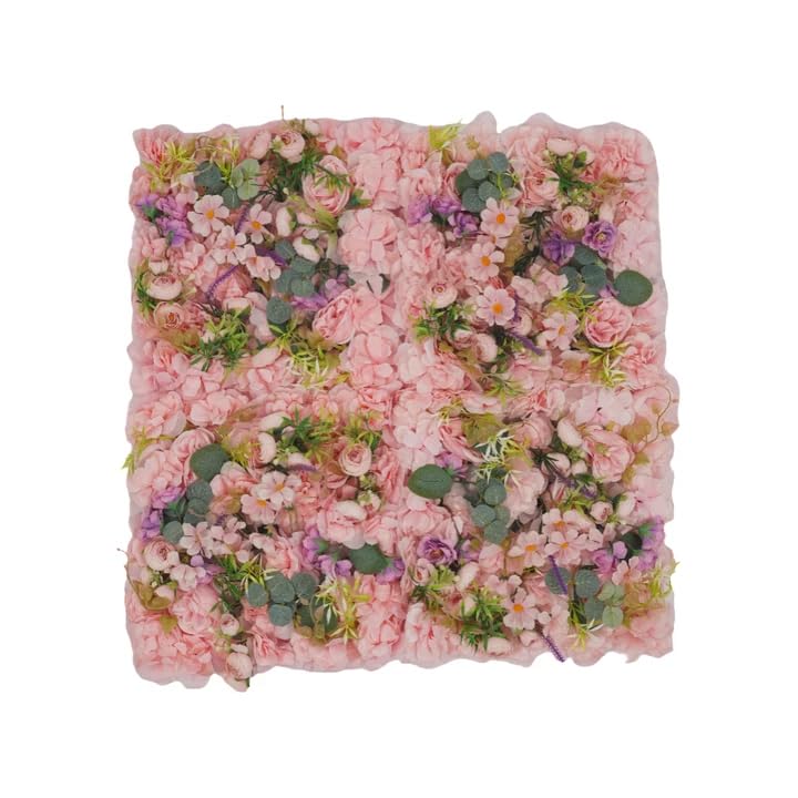 Flower Wall Backdrops, 16 Pcs 3D Flower Wall Panel, 13"x13" Artificial Floral-Wall Background Decor for Home Wedding Celebrations Festive Party Photographic Studio (Pink, 16Pcs)