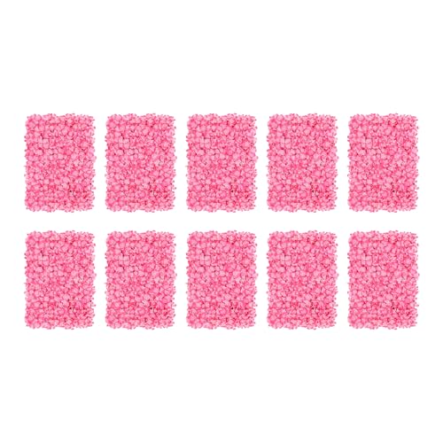 LOYALHEARTDY 4 Pack Artificial Flower Wall Panels 24" x 16" Blue & White Faux Hydrangea and Rose Artificial Flower Backdrop Panels for Wedding Party Event Flower Wall Decor - 10 Pcs, Pink