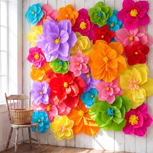 12 Pcs Giant Paper Flowers Artificial Large, White - Mexican Fiesta / 12
