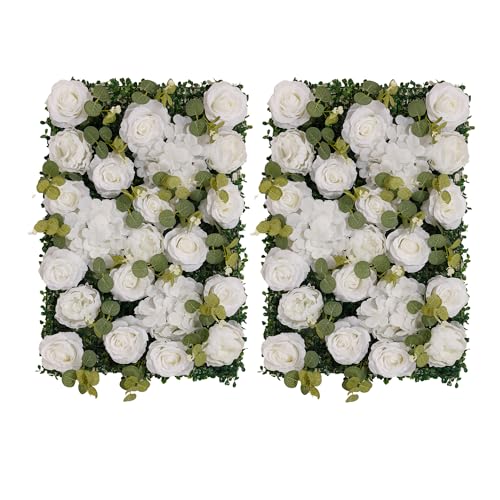 Flower Wall Backdrop 6 Panels 24x16 Inch Dusty Blue - White Rose / 2 Panels Set