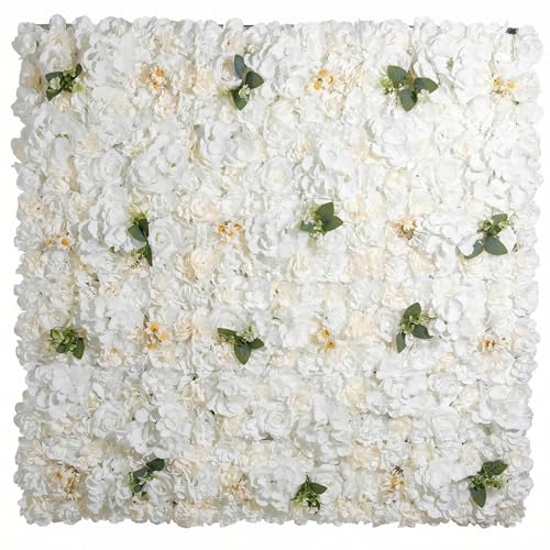 3D Flower Wall Backdrop 12 Pcs 15×15 Inch Black Dahlia - Ivory White Rose / 6PCS-16x24