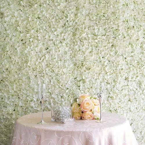Efavormart 11 Sq ft. | Pink/Cream UV Protected Hydrangea Flower Wall Mat Backdrop - 4 Artificial Panels - Ivory
