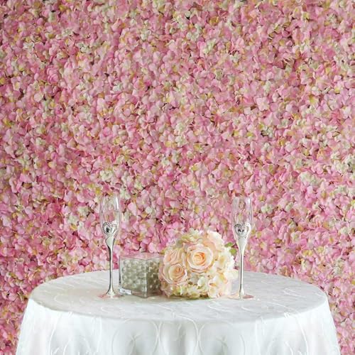 Efavormart 11 Sq ft. | Pink/Cream UV Protected Hydrangea Flower Wall Mat Backdrop - 4 Artificial Panels - Pink
