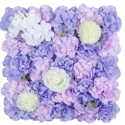 Champagne White Wedding Flower Backdrop 5ftx3.74ft Artificial Floral Backdrop Wall Panels for Bridal Shower Birthday Party Decor - 5ftx3.74ft / Lavender
