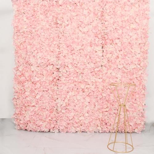 Efavormart 11 Sq ft. | Pink/Cream UV Protected Hydrangea Flower Wall Mat Backdrop - 4 Artificial Panels - Blush