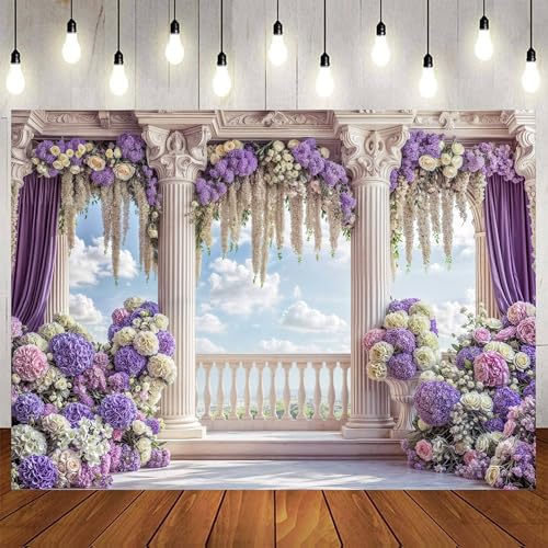 7x5ft Pink Rose Floral Flower Wall Backdrop Girls Wedding Birthday Bridal Shower Kids Portrait Background Photoshoot Cake Table Tea Party Photoshoot Decorations Photo Studio Props - 7X5FT / Multi03