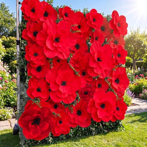 12 Pcs Giant Paper Flowers Artificial Large, White - Red and Black / 12