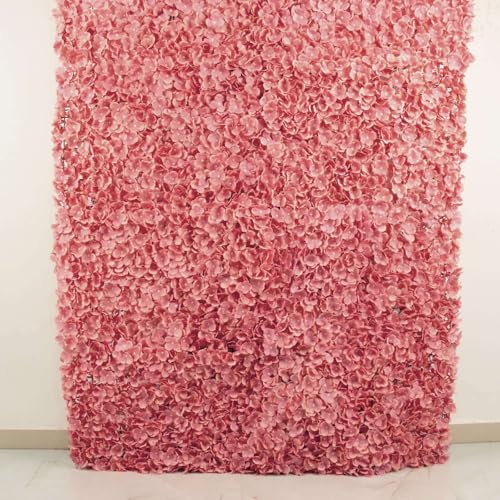Efavormart 11 Sq ft. | Pink/Cream UV Protected Hydrangea Flower Wall Mat Backdrop - 4 Artificial Panels - Dusty Rose