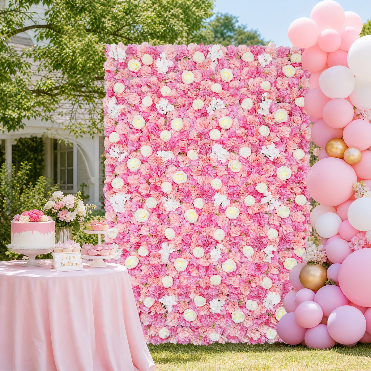 24pcs Flower Wall Panels 15 X 15 Inch 3D Rose Floral Decorative Faux Flower Wall Background for Wedding Home Decoration Background Shop Party Photo Arrangement