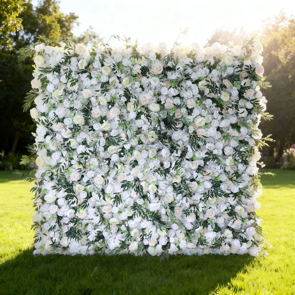 ValarFlowers Cream & Greenery Floral Extravaganza Wall: A Timeless. Elegant Masterpiece for Sophisticated Celebrations-VF-545 | Wedding & Celebration Collection
