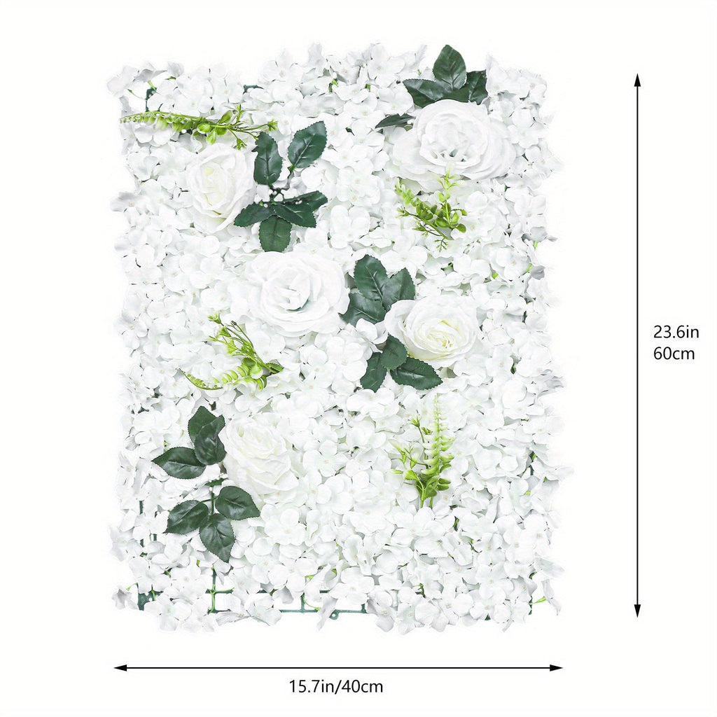 6pcs Artificial Flower Wall Pane Rose Wedding Backdrop Decor White